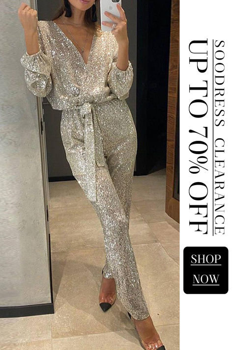 Glitter Jumpsuit, Loose Jumpsuit, Sequin Jumpsuit, Sequin Sleeve, Mode Casual, Mini Robes, Playsuit Romper, Jumpsuit Fashion, Sleeved Romper