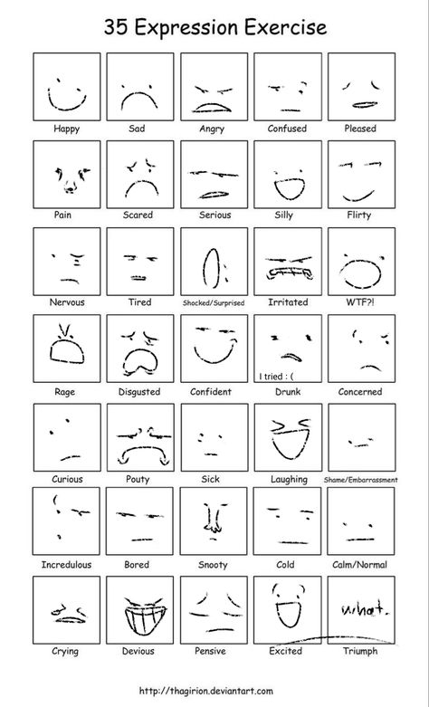 Easy Funny Faces To Draw, Oc Expressions Template, Face Exercises Drawing, Drawing Happy Expressions, Stickman Expressions, Emotion Practice Drawing, Character Sheet Example, Character Expression Sheet Template, Character Sheet Expressions