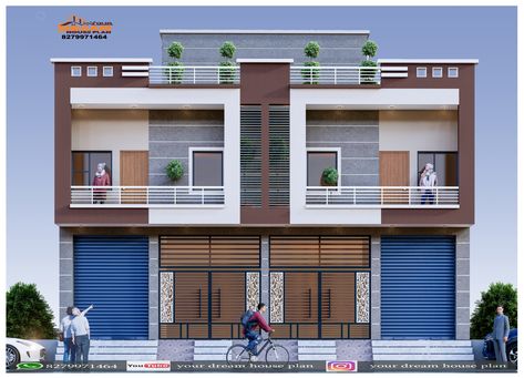 40 Feet Front Elevation, 25 Feet Front Elevation Modern, Bad Modern, Commercial Elevation, Modern Front Elevation, Front Building Design, Arch Designs For Hall, Small House Design Architecture, Arch Designs