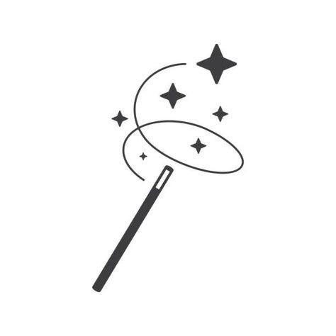 Magic Icons Aesthetic, Magic Wand Drawing, Wizard Doodle, Magic Doodles, Stickers Sketch, Dreamy Logo, Magic Cookies, Cute Wizard, Wizards Logo