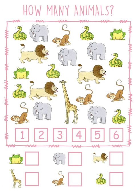 Zoo Worksheets Preschool, Animal Counting Worksheet, Zoo Animals Worksheet, Animals For Preschool, Zoo Animals Preschool Activities, Dear Zoo Book, Jungle Animals Preschool, Dear Zoo Activities, Zoo Activities Preschool