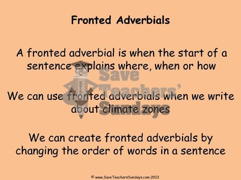 Fronted Adverbials, Teaching Resources Primary, Learning Resources, Teaching English, Creative Writing, Grammar, Teaching Resources, Lesson Plans, The Unit