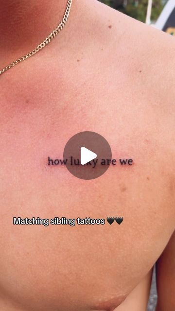 Oklahoman Outlaw on Instagram: "Matching ‘how lucky are we’ sibling tattoos 🥹
🎥: leahmsmithh/TikTok #zachbryan #countrymusic #countryartist #countryconcert #countrysong #countrymusician #zachbryanmusic #zachbryanconcert #zachbryanlyrics #zachbryantattoo #matchingtattoos #siblingtattoo #tattooideas #matchingsiblingtattoos #tattooinspo" How Lucky Are We Tattoo Zach Bryan, Matching Sister Tattoos For 2 Meaningful, How Lucky Are We Tattoo, How Lucky Are We, Sibling Matching Tattoos, Sister In Law Tattoos, Yeehaw Tattoo, We Tattoo, Matching Sibling Tattoos