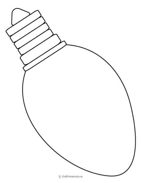 Christmas Bulb Coloring Page, Lightbulb Template Free Printable, Christmas Bulb Template Free Printable, Christmas Light Coloring Page, Christmas Light Template Free Printable, Holiday Painting Ideas Easy, Christmas Light Bulb Template, Christmas Light Template, Light Bulb Printable