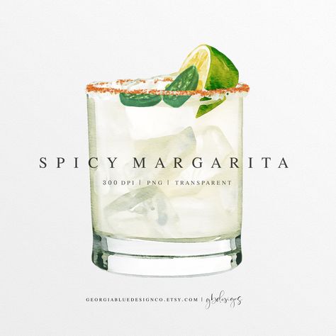 Margarita Illustration Cocktail, Margarita Clip Art, Spicy Margarita Illustration, Margarita Drawing, Watercolor Margarita, Margarita Illustration, Margarita Art, Drink Clipart, Drink Illustration