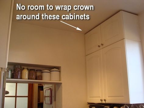 Small Crown Moulding, Tiny Crown Molding, Crown Molding On Top Of Kitchen Cabinets, Adding Crown Molding To Kitchen Cabinets, Kitchen Cabinets No Crown Molding, Small Crown Molding Ceilings, Cabinets Without Crown Molding, Kitchen Cabinets Without Crown Molding, Crown Molding In Kitchen