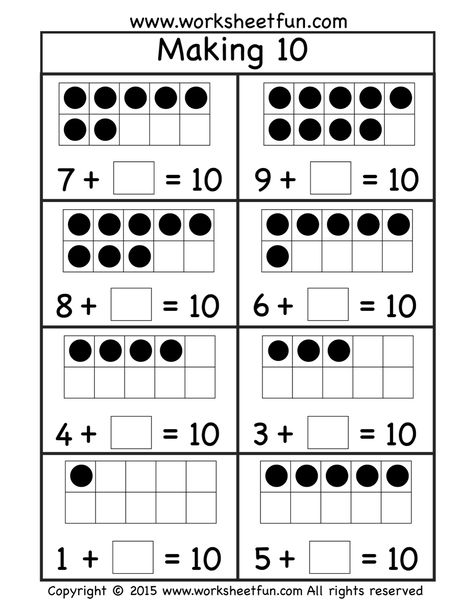 Free Making Ten Worksheet FF7 Worksheets Kindergarten, First Grade Worksheets, Making Ten, Numbers Kindergarten, Free Math Worksheets, Subtraction Worksheets, Addition Worksheets, Ten Frame, 1st Grade Worksheets