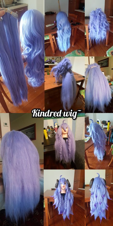 Tutorial kindred wig spirit blossom skin~ Cosplay Wig Tutorial, Cosplay Crafts, Kakegurui Cosplay, Spirit Blossom, Yarn Wig, Armadura Cosplay, Foam Wigs, Kindred Spirit, Wig Styling