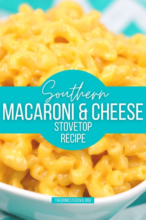 Delicious macaroni and cheese that is so easy to make you'll never buy the boxed stuff again. With just a few ingredients this southern macaroni and cheese recipe couldn't be easier to make. Made on the stovetop with one pot and no baking necessary. You'll have dinner on the table in no time thanks to this quick and easy recipe for a true southern staple. Macaroni And Cheese Stovetop, Southern Macaroni And Cheese, Macaroni And Cheese Casserole, Homemade Macaroni And Cheese, Kitchenaid Food Processor, Creamed Corn Recipes, Macaroni And Cheese Recipe, Greenbean Casserole Recipe, Macaroni N Cheese Recipe