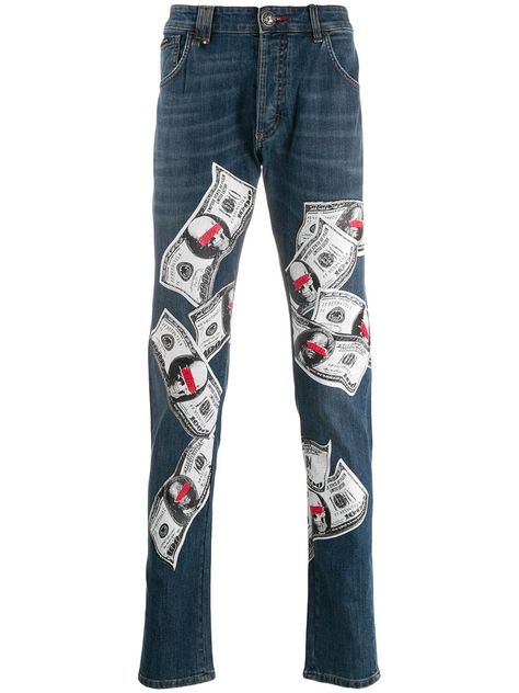 Luxury Graphic Print Denim Bottoms, Philipp Plein Menswear, Philipp Plein T Shirt Men, Phillips Plein, Philipp Plein Jeans, Printed Jeans, Philipp Plein, Fashion Lover, Jeans Fit