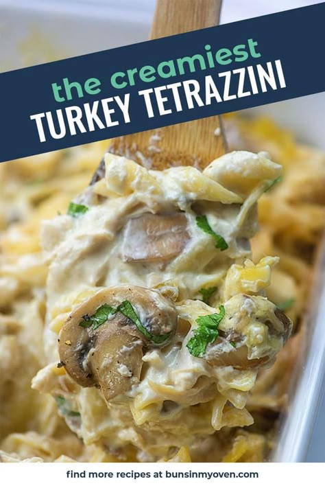 Turkey Tetrazzini Recipe Easy, Leftover Smoked Turkey, Easy Turkey Tetrazzini, Turkey Casseroles, Turkey Tetrazzini Easy, Turkey Tetrazzini Recipe, Family Favorite Casseroles, Leftover Turkey Casserole, Favorite Casserole Recipes