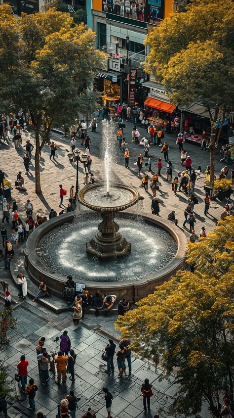 Bustling Urban Fountain: A picturesque urban fountain takes center stage amidst a lively crowd on a sunlit city square. #fountain #city #crowd #urban #sunlight #aiart #aiphoto #stockcake ⬇️ Download and 📝 Prompt 👉 https://ayr.app/l/rkZu Public Water Fountain, City Crowd, Moon People, Square Fountain, Fountain City, City Square, Fountain Square, City Parks, Glass Building