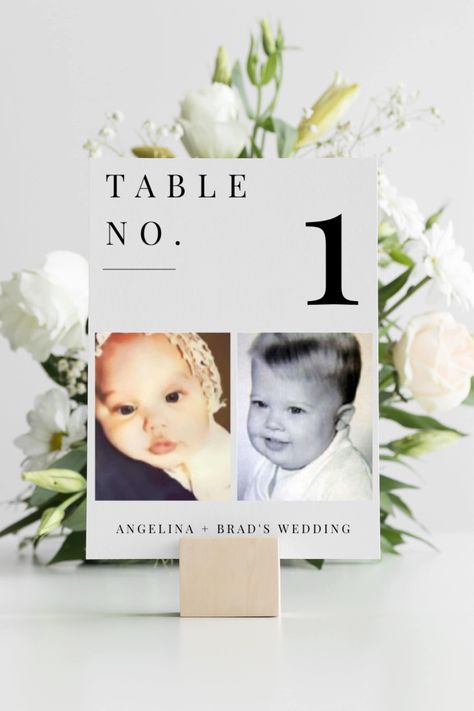 Pictures Of Bride And Groom On Tables, Wedding Picture Centerpieces, Table Numbers Age Of Bride And Groom, Wedding Table Numbers Childhood Pictures, Age Table Numbers Wedding, Table Markers Wedding, Table Numbers Pictures, Picture Centerpiece Ideas, Wedding Table Numbers With Pictures