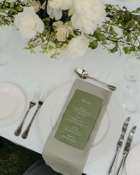 I White Marquee, Green Table Settings, Olive Wedding, Elegant Wedding Reception, Sage Wedding, Garden Party Wedding, Wedding Linens, Wedding Table Settings, Wedding Mood Board