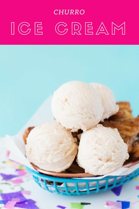 Churro Ice Cream Recipe #churro #icecream #summer #birthdayparty #fiesta Churro Ice Cream Recipe, Churro Ice Cream, Easy Delicious Cakes, Frozen Treats Recipes, Low Calorie Cocktails, Fruit Parfait, Ice Cream Base, Cinnamon Chips, Beautiful Cupcakes