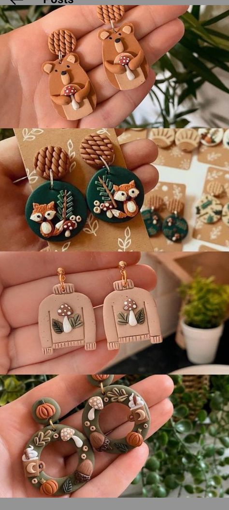 Fall Polymer Clay Jewelry Ideas, Fall Polymer Clay Earrings Diy, Fall Clay Earrings Diy, Clay Organization Ideas, Fall Clay Projects, Polymer Clay Storage Ideas, Christmas Polymer Clay Earrings Ideas, Fall Clay Earring Ideas, Polymer Clay Fall Earrings