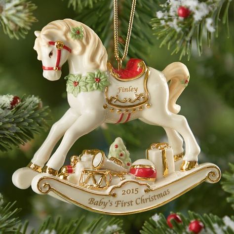 Wrapped Christmas Presents, Holiday Cake Decorating, Xmas Colors, Rocking Horse Ornament, Customized Ornaments, Everyday Dinnerware, Lenox Ornaments, Horse Standing, Jul Diy