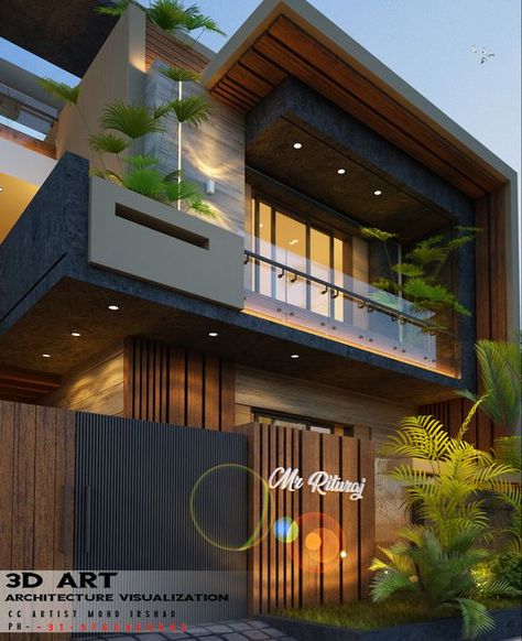 Modern Houses Home Outer Elevation Design, Modern Farmhouse Elevation Design, Home Exterior Elevation, Banglow Exterior Design, Two Floor House Elevation Modern, Farmhouse Villa Design, Small Villa Elevation, Contemporary Elevation Designs For House, Banglow Design Modern Houses