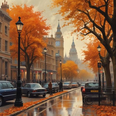 London in the Fall London Fall Aesthetic, Fall In England, Autumn City Aesthetic, Autumn Motivation, London In The Fall, Autumn London, Fall Desktop, London Landscape, Fall Scenes