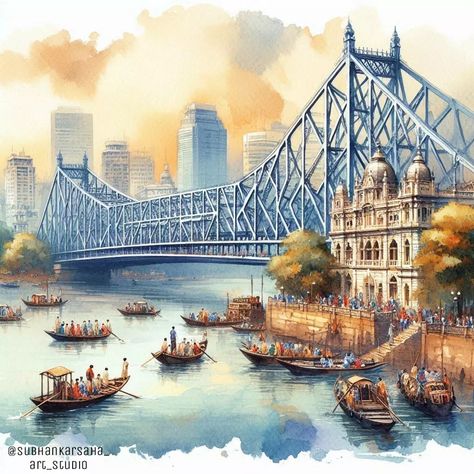 The city of joy. (Kolkata) Water colour painting. Like, Save, Share and Comment. #art #artist #artwork #drawing #love #photography #digitalart #instagood #painting #artistsoninstagram #illustration #design #photooftheday #fashion #arte #instagram #sketch #beautiful #like #nature #artoftheday #picoftheday #fanart #follow #photo #draw #music #style #contemporaryart #bhfyp Kolkata City Drawing, Scenery Drawing For Kids, City Drawing, City Illustration, Water Painting, Drawing For Kids, Art Day, Monument, Contemporary Art