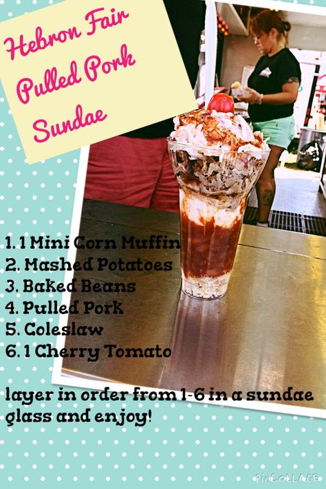 Pulled Pork Sundae, Bbq Parfait, Bbq Sundae, Bbq Truck, Mini Corn Muffins, Bbq Food Truck, Hush Puppies Recipe, Summer Eats, Bbq Sauces