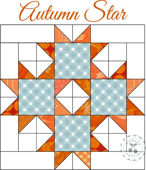 Podunk Pretties: ~ Autumn Star ~ TUTORIAL ~ Maple Star Quilt Block, Fall Pot Holders Quilted, Scarecrow Quilt Block, 7 Inch Quilt Block Patterns, Tennessee Quilt Block Patterns, Mini Quilt Blocks Free Pattern, Fall Barn Quilt Patterns, Fall Barn Quilts, Autumnal Quilt