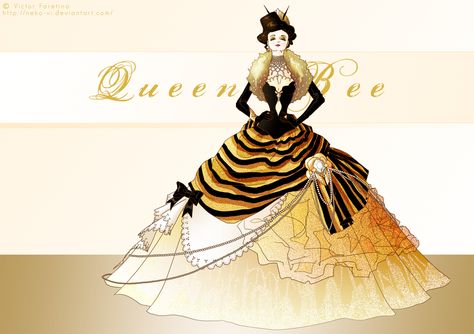 Queen Bee by Neko-Vi on deviantART I love this. Queen Bee Costume, 1800's Dress, Bee Drawing, Worker Bee, Bee Costume, Bee Dress, Bee Creative, Bee Inspired, Queen B