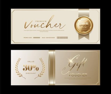 Luxury Gift Voucher, Gift Voucher Design, Voucher Design, Discount Design, Vip Tickets, Work Images, Ticket Design, Gold Background, Gift Vouchers