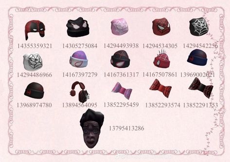 Hat Code Brookhaven, Spider Man Hat, Roblox Cosplay, Roblox Berry Avenue Codes, Code Brookhaven, Id Brookhaven, Into The Spiderverse, Code Roblox, Hat Tutorial