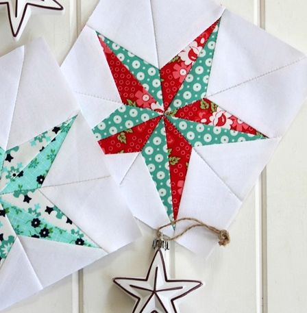 Christmas Star- Free Quilt Block Pattern Patchwork Christmas Star Pattern, Star Patchwork Blocks, Five Point Star Quilt Block, Star Blocks Pattern, 5 Pointed Star Quilt Pattern, Falling Star Quilt Pattern, Star Quilt Blocks Easy, Patchwork Star Pattern, Star Quilt Patterns Free Templates