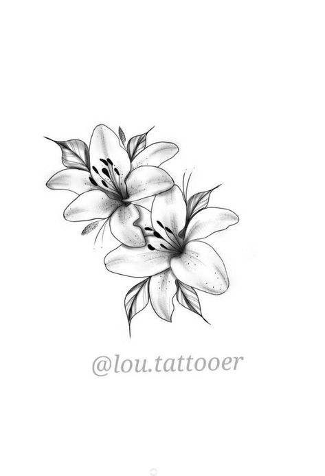 Plumeria And Lily Tattoo, Lilly Flower Tattoo Designs Simple, Small Lilly Flower Tattoo, Azalea Flower Tattoo, Azalea Tattoo, Hawthorne Flower Tattoo, Lily Tattoo Designs, Lilly Flower Tattoo, Stargazer Lily Tattoo