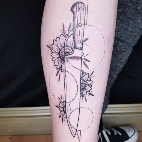 Chef Knife Tattoo Ideas, Culinary Tattoos For Women, Cooking Tattoo Ideas, Chef Knife Tattoo, Cooking Tattoo, Culinary Tattoos, Sunflower Tattoo Ideas, Moose Tattoo, Chef Tattoo