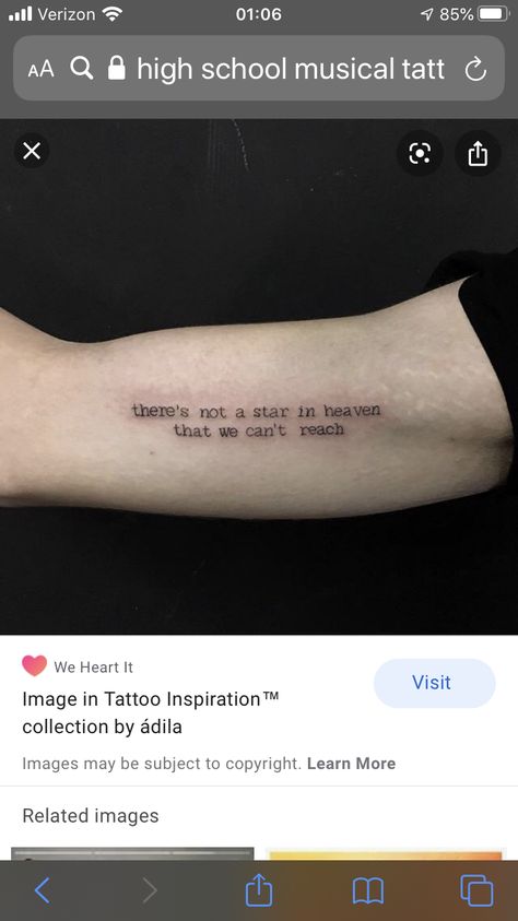 Musical Score Tattoo, Hsm Tattoo, High School Musical Tattoo Ideas, High School Musical Tattoo, Broadway Musicals Tattoo Ideas, Broadway Tattoos Musicals, When Words Fail Music Speaks Tattoo, Walking Art, High School Musical