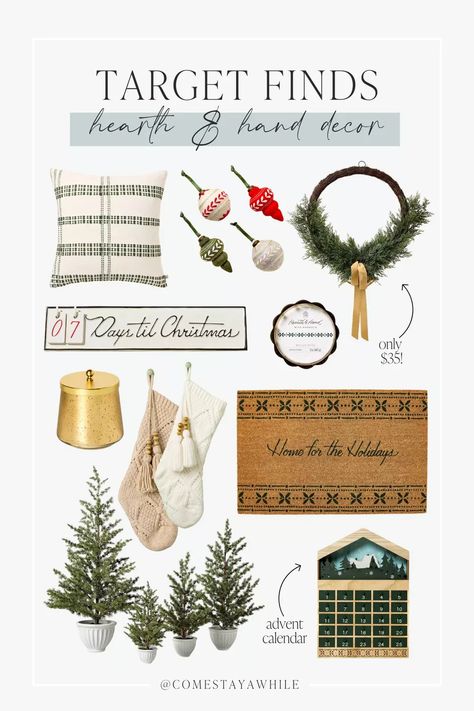 New hearth and hand christmas decor from Target! Stunning designer looks for less for this holiday season! 🎄🫶🏻 Come stay awhile, Amanda Vernaci, target Christmas decor, looks for less, target hearth and hand. Aesthetic decor. Follow Comestayawhile for authentic, realistic DIY from a self taught mom working hard to upgrade her neutral modern farmhouse home on a budget. Follow Amandalovesamazon for all the best deals on neutral home decor, trending fashion finds, & budget friendly beauty items. Hearth And Hand With Magnolia Christmas, Target Christmas 2024, Hearth And Hand Christmas, Target Hearth And Hand, Joanna Gaines Christmas, Neutral Modern Farmhouse, Target Christmas Decor, Hand Aesthetic, Modern Farmhouse Christmas