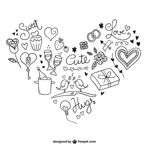 Cute valentine doodles Free Vector | Free Vector #Freepik #freevector #heart #love #cute #valentines-day Valentine Doodles, San Valentin Vector, Valentines Day Doodles, Valentine Doodle, Cute Hug, Vector Doodle, Doodle Vector, Sweet Drawings, Vector Elements