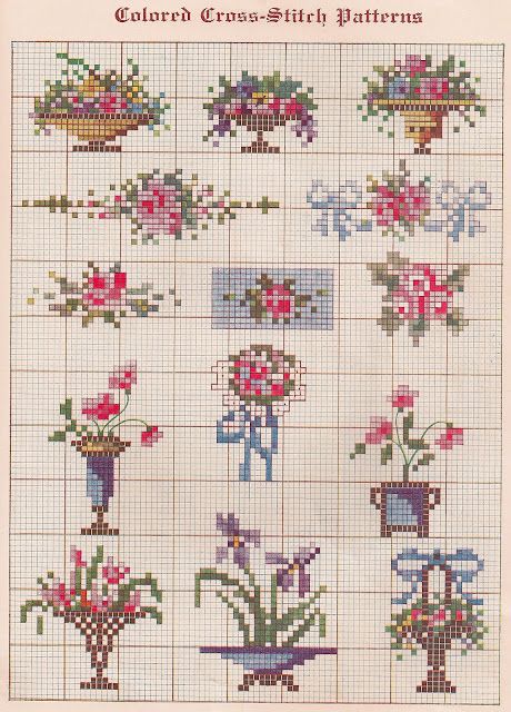 Sew Patterns, Floral Cross Stitch Pattern, Vintage Cross Stitch Pattern, Small Cross Stitch, Pola Kristik, Cross Stitch Patterns Flowers, Mini Cross Stitch, Vintage Cross Stitches, Floral Cross Stitch