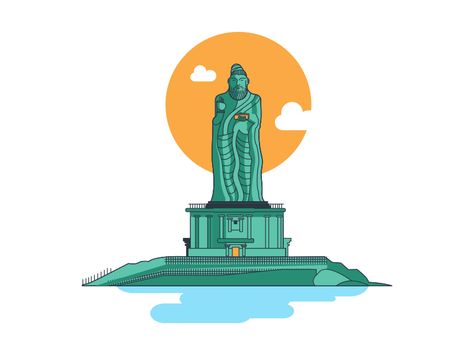 Thiruvalluvar Statue by Tilson Cyril Thiruvalluvar Art, Thiruvalluvar Statue, Landmark Illustration, India Aesthetic, Iconic Posters, Coffee Artwork, Hanuman Hd Wallpaper, Clown Horror, Indian Illustration