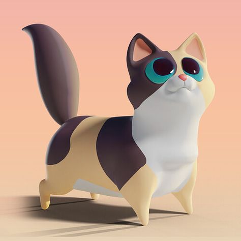 Just a little cat done in Blender - Artwork / Finished Projects - Blender Artists Community Cat Modeling, Cat 3d, Cat Blender, Cat In Blender, Cat In Blender Video, Low Poly Cat, Blender Character, Cute Blender 3d, Low Poly Cat 3d