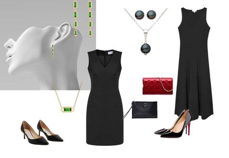 5 Dos and Don'ts: How to Accessorize Your Black Dress for a Formal Event Jewlery For Formal Black Dress, Black Dress Accessories Jewelry Party, Black Formal Dress Jewelry Ideas, Black Dress Gold Jewelry Formal, Gold Jewelry With Black Dress, Jewelry With Black Dress, Accessories For Black Dress, Black Classic Jewelry For Formal Occasions, Chic Black Strapless Dress For Black-tie Events