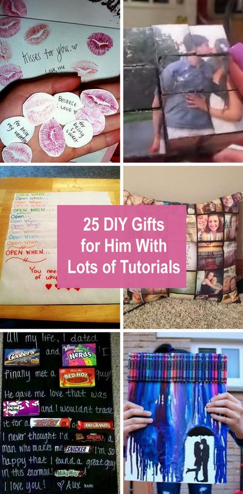 25  DIY Gifts for Him With Lots of Tutorials Diy Just Because Gifts For Him, 5 Senses Gift For Boyfriend, Diy Gifts For Christmas, Joululahjat Diy, Selamat Hari Valentine, Diy Crafts For Boyfriend, Diy Anniversary Gifts For Him, Display Visual Merchandising, Homemade Gifts For Boyfriend