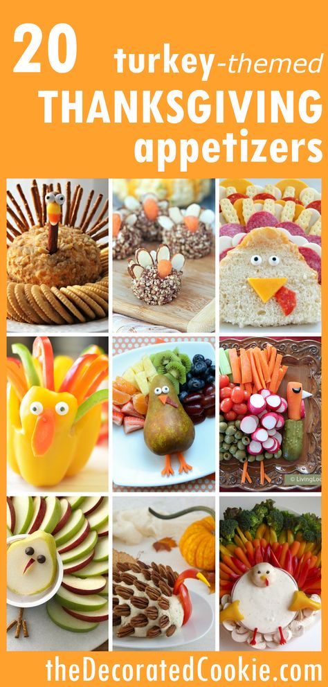 20 Turkey-themed Thanksgiving appetizers roundup - The Decorated Cookie Appetizers For Thanksgiving, Thanksgiving Posts, Thanksgiving Snacks, Thanksgiving Appetizer Recipes, Thanksgiving Treats, Hosting Thanksgiving, Thanksgiving Appetizers, Thanksgiving Party, Thanksgiving Kids