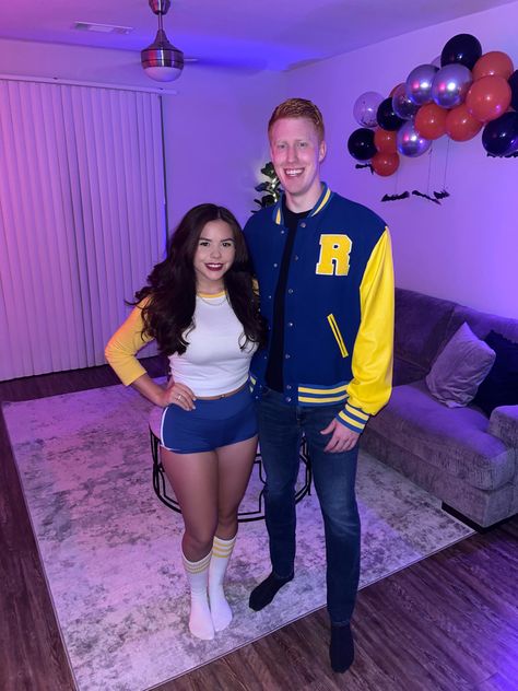 Couple’s Halloween costumes Archie Veronica, Varsity Jacket, Halloween Costumes, Halloween