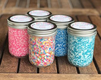 Sprinkle Favors, Baby Sprinkle Favors, Sprinkles Candle, Colored Candles, Fun Party Favors, Personalized Mason Jars, Candle Party Favors, Vanilla Scented Candles, Coloured Candles