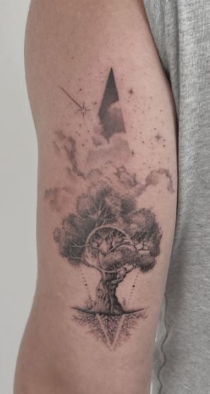 Dead Tree Tattoo, Tattoos Tree, New Tattoo Ideas, Yggdrasil Tattoo, Bird Design Tattoo, Cage Tattoos, Tree Tattoos, Ribcage Tattoo, Pine Tree Tattoo