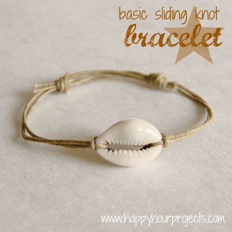 Beachy Basic Sliding Knot Bracelet Sliding Knot Bracelet, Beachy Bracelets, Jewerly Bracelets, Shells Diy, Hemp Jewelry, Seashell Jewelry, Bracelet Knots, Knot Bracelet, Shell Bracelet