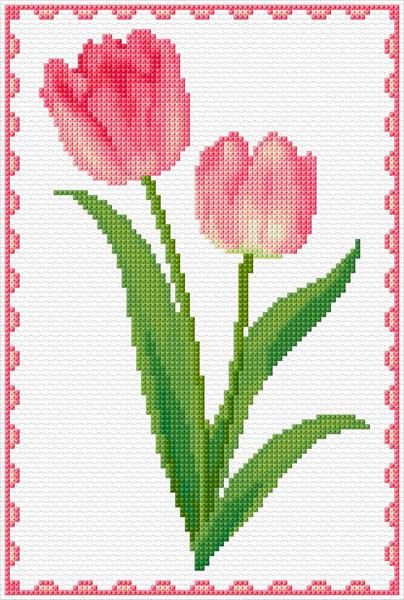 Ann Logan|10 Free Patterns Online|Tulips|5337 123 Stitch, Cross Stitch Calculator, Cross Stitch Patterns Flowers, Cross Stitch Cards, Stitch Art, Online Pattern, Dmc Thread, Cross Stitch Art, Cross Stitch Designs