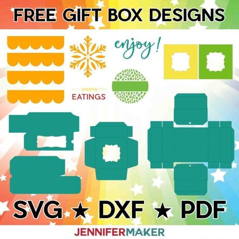 Cricut Boxes Templates Free Printable, Silhouette Box Templates, Box Svg Free Patterns, Free Box Svg, Cricut Box Templates Free, Cricut 2023, Gift Box Template Printable, Cricut Boxes, Gift Box Template Free