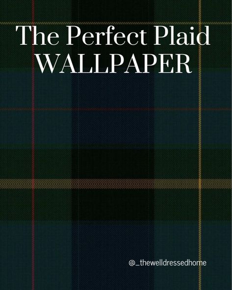 Tartan Wallpaper Office, Green Laundry Room Wallpaper, Ralph Lauren Plaid Wallpaper, Wallpaper For Library Room, Plaid Bathroom Wallpaper, Ralph Lauren Decorating Ideas, Dark Plaid Wallpaper, Plaid Wallpaper Office, Tartan Wallpaper Living Room