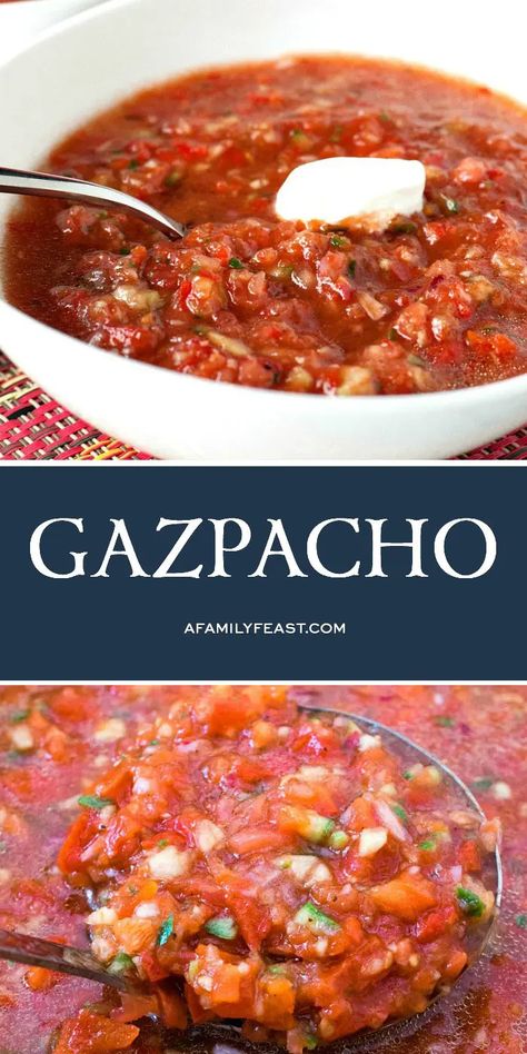 Traditional Gazpacho Recipe, Cold Soup Recipes, Gazpacho Soup, Clean Eating Soup, Cold Lunch, Gazpacho Recipe, Chilled Soup, The Seasoned Mom, Summer Soup