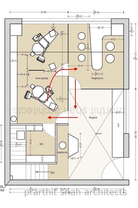 Parameters Of Designing A Technical Yet Aesthetical Dental Clinic | dental clinic design | prarthit shah architects Small Dental Clinic Design Floor Plans, Clinic Interior Design Plan, Dental Clinic Floor Plan, Dental Clinic Interior Waiting Area, Small Dental Clinic Interior Design, Small Dental Clinic, Dental Operatory, Dental Clinic Design, Dentist Office Design Interiors